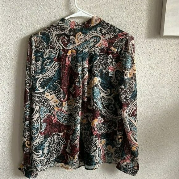 Anthropologie SEE U SOON FLORAL PRINT LONG SLEEVE BUTTONED BLOUSE SMALL - Picture 7 of 9